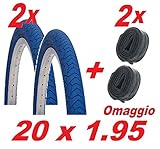 CicloSportMarket 2 Copertoni + 2 Camere d Aria Bicicletta BMX Misura 20 x 1.95 / Colore Blu