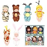 LUFEIS Bambole Set, Mini Bambole Reborn, Bambole Familiari in Gel di Silice Set, 6 Persone Mini Figure Bambole Playset Bambole Ragazze Bambini Bambini Bambini Finta Regalo Giocattolo