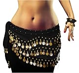 Belly Dance Costume per il ballo del ventre Velo per le anche Cintura con monete finte Cintura in nero NEU/Marchio MyBeautyworld24