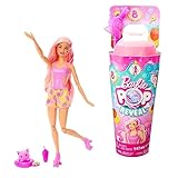 Barbie - Pop Reveal Serie Frutta, Bambola a Tema Limonata di Fragole con 8 sorprese profumate e con Effetto Cambia Colore, Cucciolo e Accessori Slime Inclusi, Giocattolo per Bambini, 3+ Anni, HNW41