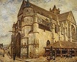 STRETCHED-CANVAS-La Chiesa-At-Moret-Icy-Weather-Sisley-Alfred-museo-Fine-Art print-incorniciato su barre di legno, 15_X_20_in