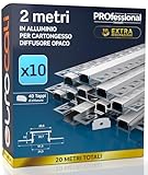 Eurocali 10x Profili da 2 metri (20mt) a Scomparsa in Alluminio per Strisce LED Copertura Opaca larghezza max striscia led 20.7mm - 28.5 x 14 (alette 61.5)