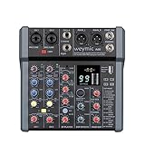 Weymic A60 Professional Mixer for Recording DJ Stage Karaoke Music Application w/ 99 DSP Effect USB Drive for Computer Recording Input, XLR Microphone Jack, 48V Power for Professional (6-Channel)