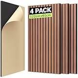 TONOR 4 Pack Pannelli Fonoassorbenti in Legno Decorativi per Pareti, Panneau Tasseau Bois Mural 3D, MDF Adatto per Casa, Ufficio, Studio, 120 x 60 cm, Palissandro