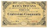 Cartamoneta.com 50 CENTESIMI Banca Toscana di ANTICIPAZIONE E Sconto Firenze 24/04/1870 qSPL 20201/IV