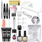 ROSALIND Ricostruzione Unghie Gel Completo, Nudo Bianco 2 * 30ml Poly Nail Gel Kit con Lampada UV LED, Top Base Coat, Lima per Unghie, Unghie Finte, Decorazioni Unghie per Nail Art Estensione Set