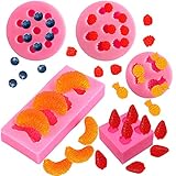 5 pezzi Frutta decorativo stampi in silicone, mini ananas fragola arancia mirtillo gelso Stampi, cioccolato fondente argilla Sugar Craft sapone decorazione stampi torta di cottura DIY Tool