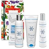 Erbolario - Confezione Regalo TIARE  TRIO - In Scatola Originale - 1 Bagnolatte da 200 ml + 1 Crema Fluida Corpo da 200 ml + 1 Profumo da 50 ml