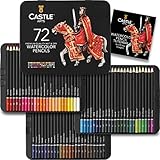 Castle Art Supplies Set 72 Matite Acquerellabili | Pigmenti Vibranti per Mescolanze, Disegni e Dipinti | Matite Acquerello Per Professionisti e Hobbisti Adulti