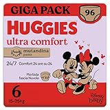 Huggies Ultra Comfort, Pannolini Taglia 6 (15-25 kg), Mutandina design Disney, Pacco Giga, 96 Pz