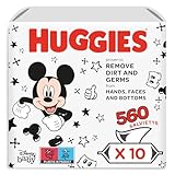 Huggies, Salviette neonato, Per mani, viso e sederino, 69% cellulosa naturale, Design Disney, 560 Pz