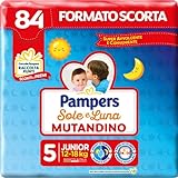 Pampers Sole E Luna Pannolino A Mutandino Junior, Taglia 5, 12-18 kg, 84 Pannolini