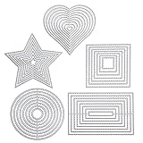 5 pezzi Fustella Modello di punzonatura Set geometrico di fustelle da taglio, quadrato rettangolare cerchio stelle stella cornice a cuore, modelli di goffratura per scrapbooking album embossing carte