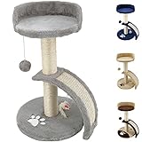 Beltom TIRAGRAFFI per Gatti Alto 54 CM. GRAFFIATOIO Parco Giochi Gioco da Gatto con Corda SISAL E Cuccia Albero GRAFFIO Palestra - Grigio