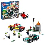 LEGO City Soccorso Antincendio e Inseguimento della Polizia, Camion Pompieri Giocattolo con Auto e Moto, Giochi per Bambini, Idee Regalo 60319