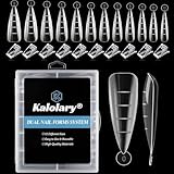 Unghie Finte Nail System Form, Kalolary 120PCS Nail Dual Forms Stiletto Nail Mold Kit con 10PCS Poly Gel Quick Building Nail Tips Clip (Trasparente)