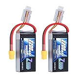 Zeee 2S Lipo Batteria 50C 2200mAh 7.4V Batteria Corta con Spina XT60 per 1/16 Slash RC Auto RC Camion RC Elicottero Aereo Quadcopter Drone RC Barca da Corsa Modelli (2 Pezzi)