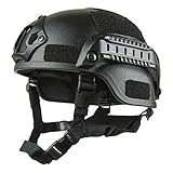 Jitong Casco Tattico Leggero Stile Militare Copricapo di Sicurezza per All aperto Airsoft Paintball CS Game CQB Shooting - Nero