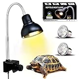 PewinGo Lampada uvb Tartarughe, Lampada Rettile e Anfibio con 2 Lampadine UVA UVB a Punto Basking e Morsetto Girevole a 360 °Adatto per Tartaruga, Serpente, Lucertola, Cacatua, Camaleonte ecc