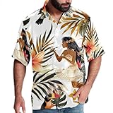 KQNZT Camicia hawaiana da uomo, camicia da uomo a maniche corte con bottoni, camicie hawaiane grandi e alte per uomo, ragazza hawaiana dei cartoni animati adorabile ananas tropicale, Design 6770, M