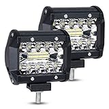 URAQT Faro da Lavoro LED, 2 Pezzi Faretti Fendinebbia 4" 60W, 6000K Fari LED Impermeabile Fuoristrada Barra per MOTO SUV ATV UTV Camion