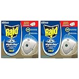 Raid Night & Day Trio Antizanzare e Antimosche con Sabbia Compressa, Confezione da 4 Ricariche, Senza Profumazione