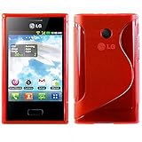 ebestStar - Cover Compatibile con LG Optimus L3 E400 Custodia Protezione S-Line Design Silicone Gel TPU Morbida e Sottile, Rosso [Apparecchio: 102.6 x 61.6 x 11.9mm, 4.3  ]