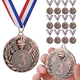 GeeRic 12pz Medaglie di Bronzo Medaglie per Bambini/Studenti/Giocatore/Atleta Medaglie in Metallo con Nastro Collo Vincitore di Medaglie per Concorso/Sport/Festa Decorazione