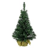 Albero di Natale artificiale con base rivestita di iuta, Green, 60cm (2ft)