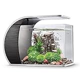 hygger Acquario 19 Litri, Acquario per Pesci con 3.2W Luce Led, 5W Pompa Acqua, Scatola Filtraggio Nascosta, Bocca d anatra Uscita, Copertura in Vetro