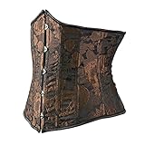 Laquieio Corsetto Elastico Corsetto Pirata Donna Corsetto Nero Festa Corpetto Medievale Steampunk Corsetto Top Corsetto Medievale Natale Corsetto Nero Donna Pirata, Marrone, XXS