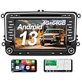 AWESAFE Android 13 Autoradio 2 Din [4G+64GB] con 4G, CarPlay Android Auto per VW Volkswagen Golf 5 6 Polo Passat Skoda Seat Tiguan, 7 Pollici Car Radio CD Bluetooth SD GPS Comandi al Volante