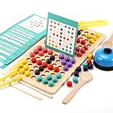 Mkitnvy Giochi Montessori Educativi 3 Anni, Giochi da Tavolo Puzzle Perline, Giochi Legno, per Mani Brain Training di Memoria, per Genitori e Bambini Educativo Gioco Regalo