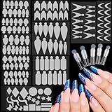 EBANKU 144 PCS French Nail Form Stickers, Silicone Stencil Stickers per Dual Form Riutilizzabili Stencil per Unghie Adesivi per Unghie per Unghie French Manicure