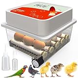 Okköbi OBI-12 Incubatrice 12 uova per galline, papere e altri + NUOVE 2024 + Rotazione automatica + Controllo Temperatura + Indicatore Umidità + Candela per uova integrata + GARANZIA 5 ANNI