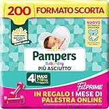 Pampers Baby Dry Fit Prime Maxi, 200 Pannolini, Taglia 4 (7-18 kg),1 Mese Di Palestra Online In Omaggio