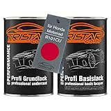 TRISTARcolor Vernice per moto Kit barattolo pronto all’uso per Honda Motorrad R101CU Candy Glory Red Metallic Vernice di fondo + vernice di base 2,0 litri 2000ml