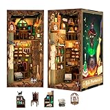 CUTEBEE Kit fai da te per angolo dei libri, kit fai da te in miniatura per casa delle bambole, con mobili e luce LED, puzzle 3D in legno, fermalibri artistici in legno, kit per modellismo per adulti