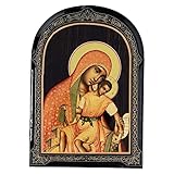 Holyart Icona cartapesta Russa Madonna di Kikko 18x14 cm