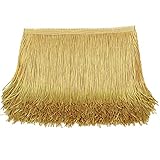 WELROG 10 metri lunghezza 15 cm larghezza, nappe, seta, frange, tagliato, costume, ornamento tessile, pizzo, accessori, da cucito per abiti da palcoscenico con samba macramè latino fai-da-te (d oro)