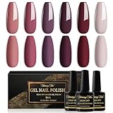 Shining She Smalto Semipermanente,6 Colori Rosso Scuro Viola Scuro Marrone Rosso Smalto Semipermanente Unghie,Serie Dark Smalti per Unghie Gel UV/LED,Autunno e Inverno Manicure Art,8ML