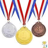 Tokaneit Medaglie Premiazioni Metallo,Medaglie Numeriche,Medaglia Oro Argento Bronzo con Nastro,Medaglie Bambini in Metallo,Medaglie Bambini,Medaglia in Lega di Zinco,Medaglia del Vincitore 3 Pezzi