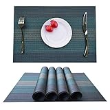 Kokako - Set di 4 tovagliette all americana, antiscivolo, lavabili, in PVC, resistenti al calore, resistenti allo sporco e lavabili, ideali per la cucina e la tavola, Fibra sintetica, grigio/blu, 4