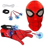 TKGEOUE Set di 2 Launcher Glove, Launcher Gloves e Maschera,Spider Launcher Glove,Guanti Launcher per Giochi, Spiderman Glove Launcher Set,Spider Web Launcher Toy