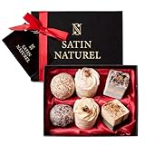 Idee Regalo Donna Regalo Natale Donna - 6x Bombe da Bagno con Burro di Karite e Oli Essenziali - Idee Regalo Donna Compleanno - Regalo Mamma Cofanetto Regalo Donna - Natale Regali Satin Naturel