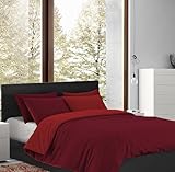 Il Gruppone Passione Casa Copripiumino 100% Cotone Matrimoniale Double Face Made In Italy Bicolore Sacco e Federe Due Piazze Set Letto (Bordeaux - Rosso)