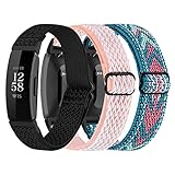 Confezione da 3 cinturini elastici in nylon compatibili con Fitbit Inspire 2/Inspire HR/Inspire/Ace 2, morbidi cinturini di ricambio regolabili per Fitbit Inspire Fitness Tracker da donna e uomo,