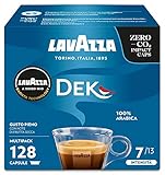 Lavazza A Modo Mio Dek Cremoso, 128 Capsule Caffè, per un Espresso Decaffeinato con Note di Mandorle e Canditi, 100% Arabica, Intensità 7/13, Tostatura Media, 8 Confezioni x 16 Capsule