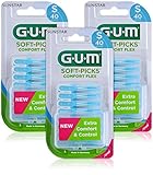 GUM SOFT-PICKS COMFORT FLEX Scovolini Interdentali in Gomma/Per Rimuovere Placca e Residui di Cibo/Morbido e Flessibile/Con Astuccio da Viaggio/Misura Small / 3 Confezioni da 40 pz