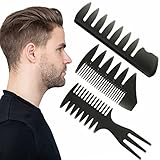 NOCHME Pettine Capelli Da Uomo Denti Larghi, Professionale Antistatico Styling Pettini Per Capelli Set Per Casa Salone Viaggiare Parrucchieri, Barbiere, Nero